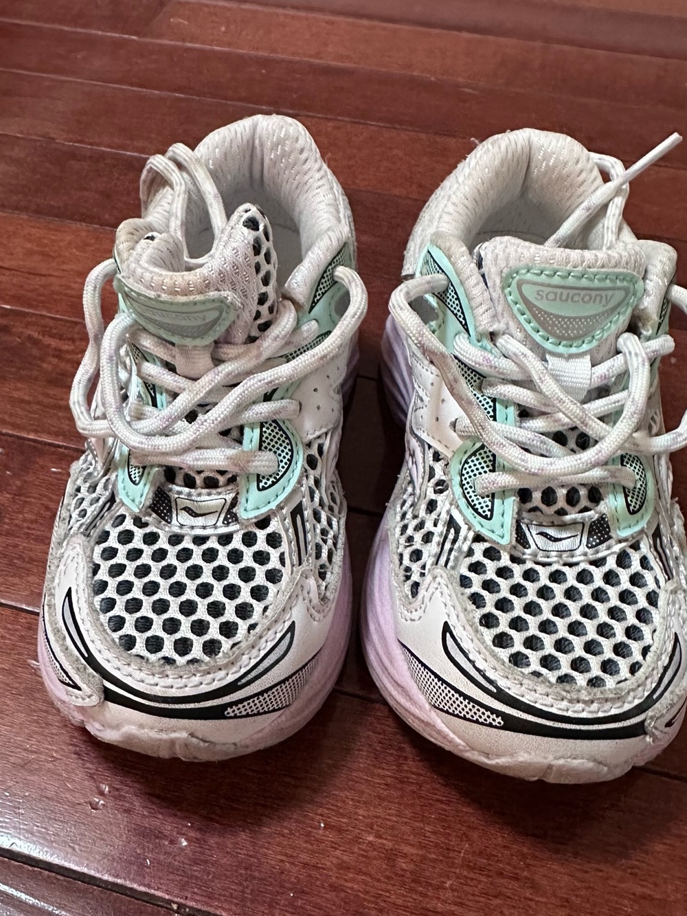 Saucony Kids White Mint Mesh Athletic Sneakers